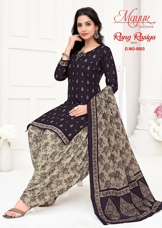 MAYUR CREATION RANG RASIYA VOL 5 COTTON SALWAR KAMEEZ WHOLESALER IN SURAT