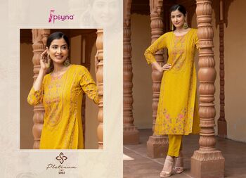 PSYNA PLATINUM VOL 5 RAYON GOLD PRINT KURTIS MANUFACTURER SURAT