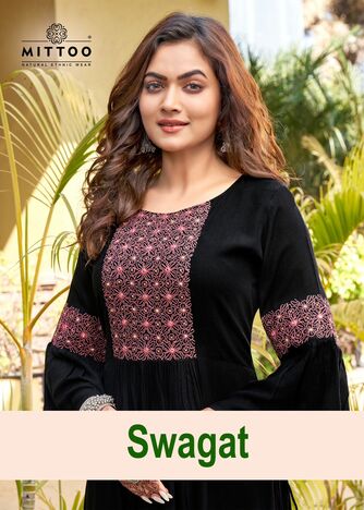 MITTOO SWAGAT RAYON EMBROIDERY KURTIS MANUFACTURER SURAT