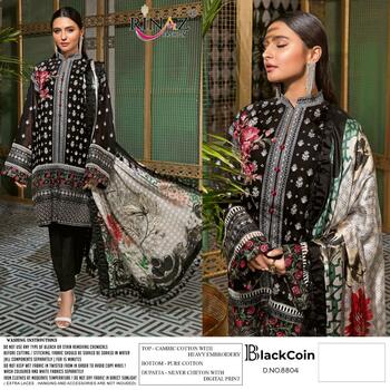 RINAZ FASHION BLACKCOIN CAMBRIC COTTON PAKISTANI SUITS SURAT