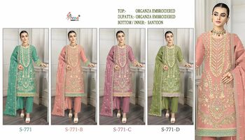 SHREE FABS S 771 ORGANZA EMBROIDERY PAKISTANI SUITS BEST PRICE