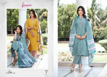 PSYNA COTTON CANDY PRINTED KURTI PANT WITH DUPATTA LATEST CATALOGUE