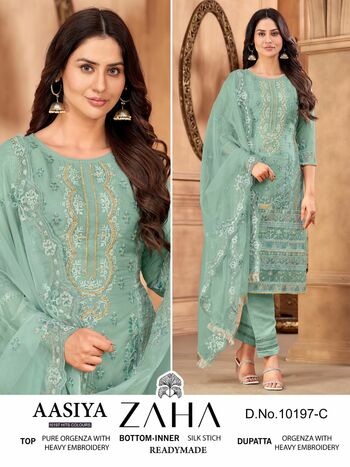 ZAHA AASIYA 10197 SERIES ORGANZA EMBROIDERY PAKISTANI SUITS