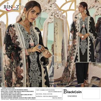 RINAZ FASHION BLACKCOIN CAMBRIC COTTON PAKISTANI SUITS SURAT