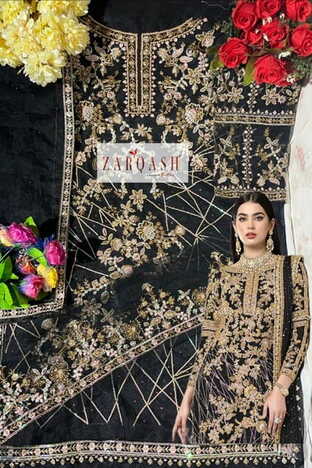 ZARQASH ZIAAZ Z 2028 NET WITH EMBROIDER SALWAR KAMEEZ