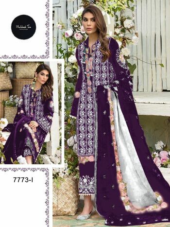 MEHBOOB CRIMSON D.NO 7773 PAKISTANI SUITS AT BEST PRICE