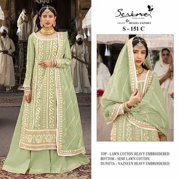 SERENE S 151 LAWN COTTON EMBROIDERY PAKISTANI SUITS CATALOGUE