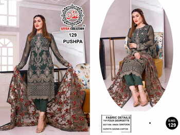 AFFAN CREATION PUSHPA 129 SERIES GEORGETTE PAKISTANI SALWAR KAMEEZ LATEST CATALOGUE