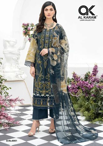 AL KARAM KESARIYA MAGIC IN PRINT VOL 8 PURE CAMBRIC KARACHI SUITS AT SURAT