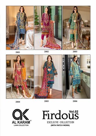 AL KARAM FIRDOUS VOL 2 LAWN COTTON KARACHI SUITS WHOLESALER