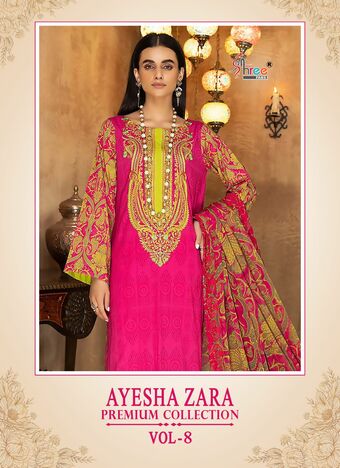 SHREE FABS AYESHA ZARA PREMIUM COLLECTION VOL 8 COTTON PAKISTANI SUITS SURAT