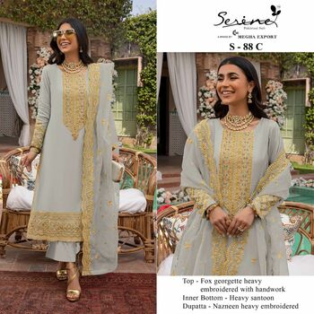 SERENE S 88 FOUX GEORGETTE PAKISTANI SUITS NEW CATALOGUE