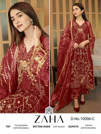 ZAHA MALIKA GEORGETTE WITH HEAVY EMBROIDEREY SUITS AT SURAT