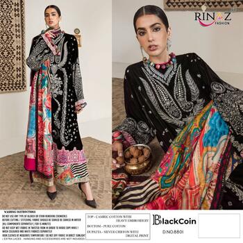 RINAZ FASHION BLACKCOIN CAMBRIC COTTON PAKISTANI SUITS SURAT