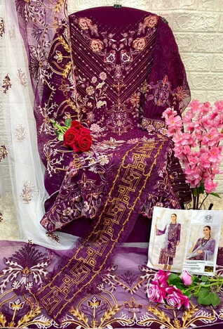 MUSHQ M 257 FOUX GEORGETTE PAKISTANI SUITS SUPPLIER SURAT