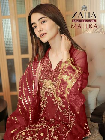 ZAHA MALIKA GEORGETTE WITH HEAVY EMBROIDEREY SUITS AT SURAT