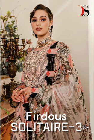 DEEPSY SUITS FIRDOUS SOLITAIRE VOL 3 NX COTTON EMBROIDERY PAKISTANI SUITS