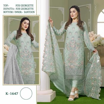 SHREE FABS K 1647 FOUX GEORGETTE EMBROIDERY PAKISTANI SUITS AT SURAT