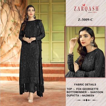 ZARQASH Z 3009 GEORGETTE EMBROIDERY SALWAR SUITS CATALOGUE