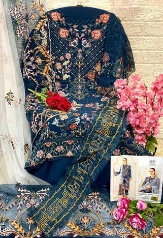 MUSHQ M 257 FOUX GEORGETTE PAKISTANI SUITS SUPPLIER SURAT