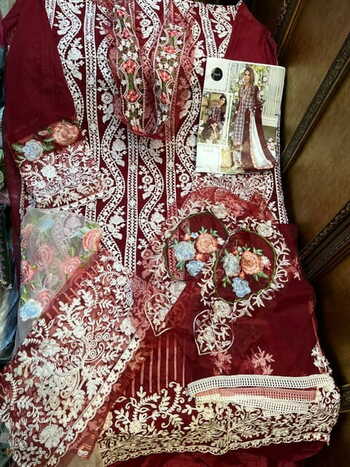 MEHBOOB CRIMSON D.NO 7773 PAKISTANI SUITS AT BEST PRICE