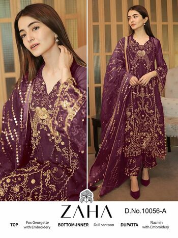 ZAHA MALIKA GEORGETTE WITH HEAVY EMBROIDEREY SUITS AT SURAT