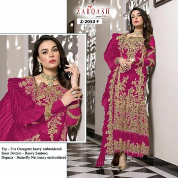 ZARQASH SRA Z 2053 FOUX GEORGETTE PAKISTANI SUITS  LATEST CATALOGUE