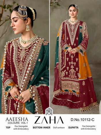 ZAHA AAEESHA VOL 1 GEORGETTE EMBROIDERY PAKISTANI SUITS CATALOGUE