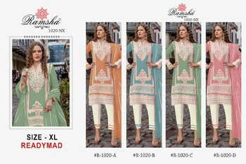 RAMSHA 1020 NX READYMADE KURTI PANT WITH DUPATTA LATEST CATALOGUE