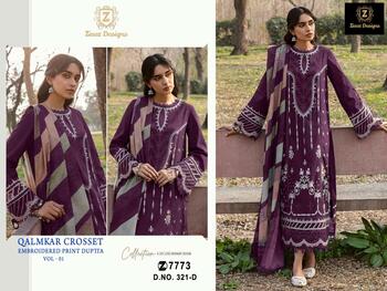 ZIAAZ DESIGNS 321 SERIES COTTON EMBROIDERY PAKISTANI SUITS