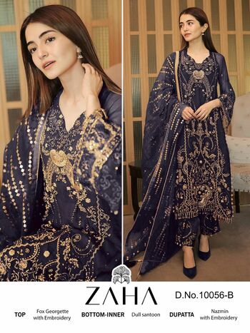 ZAHA MALIKA GEORGETTE WITH HEAVY EMBROIDEREY SUITS AT SURAT