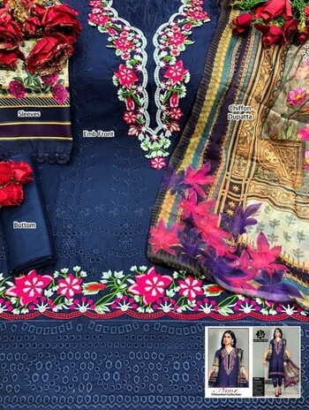 TAWAKKAL FAB NOOR CHIKANKARI PAKISTANI COTTON KARACHI SUITS AT WHOLESALE