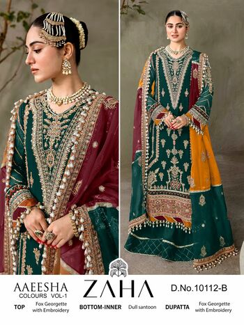 ZAHA AAEESHA VOL 1 GEORGETTE EMBROIDERY PAKISTANI SUITS CATALOGUE