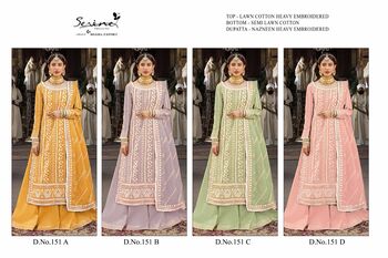 SERENE S 151 LAWN COTTON EMBROIDERY PAKISTANI SUITS CATALOGUE