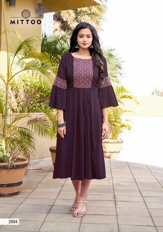 MITTOO SWAGAT RAYON EMBROIDERY KURTIS MANUFACTURER SURAT