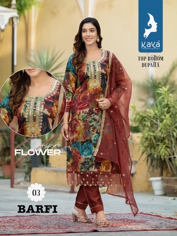 KAYA BARFI KURTI PANT WITH DUPATTA NEW CATALOGUE