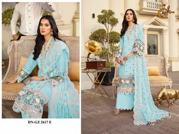 G ZAHRA D.NO 2617 A TO 2617 E PAKISTANI GEORGETTE EMBROIDERY SUITS