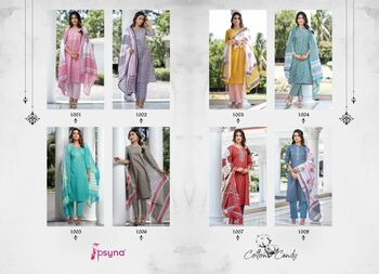 PSYNA COTTON CANDY PRINTED KURTI PANT WITH DUPATTA LATEST CATALOGUE