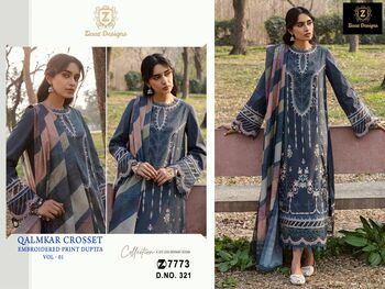 ZIAAZ DESIGNS 321 SERIES COTTON EMBROIDERY PAKISTANI SUITS