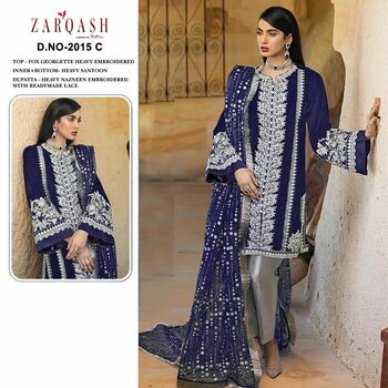 ZARQASH ITTEHAD 2015 SERIES FOUX GEORGETTE PAKISTANI SUITS