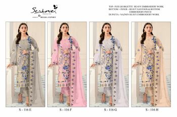 SERINE S 116 FOUX GEORGETTE EMBROIDERY PAKISTANI SUITS SURAT