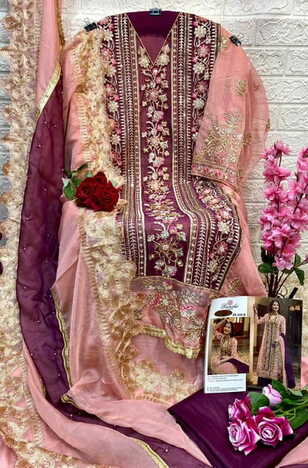 RAMSHA PRESENT R 548 NX ORGANZA EMBROIDERY PAKISTANI SUITS