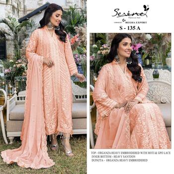 SERENE S 135 ORGANZA EMBROIDERY PAKISTANI SUITS NEW CATALOGUE