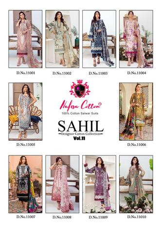 NAFISA COTTON SAHIL VOL 11 COTTON KARACHI SUITS WHOLESALER SURAT