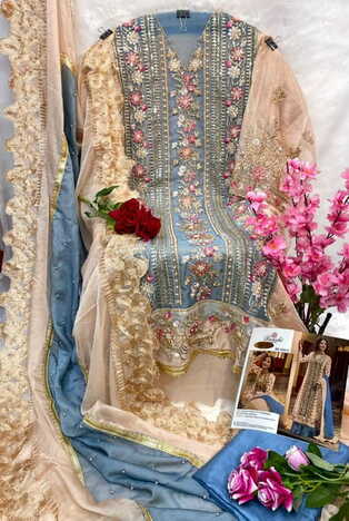 RAMSHA PRESENT R 548 NX ORGANZA EMBROIDERY PAKISTANI SUITS