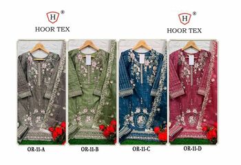 HOOR TEX OR 11 ORGANZA EMBROIDERY PAKISTANI SUITS WHOLESALE