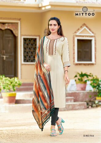 MITTOO KHWAISH RAYON TOP PANT WITH DUPATTA WHOLESALER SURAT