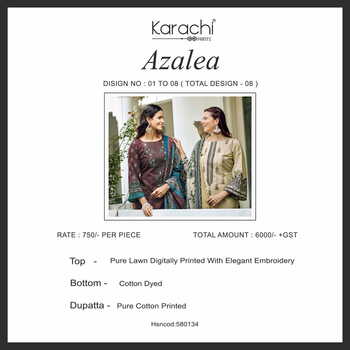 KARACHI PRINTS AZALEA LAWN DIGITAL PRINT KARACHI SUITS SUPPLIER SURAT