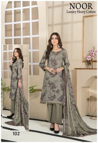 NOOR LUXURY HEAVY COTTON PAKISTANI SUITS BY SAADIA ASAD