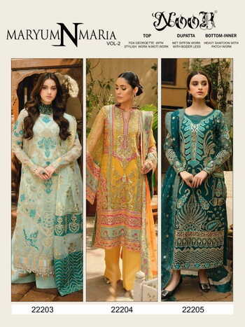 NOOR MARYUM N MARIA VOL 2 GEORGETTE EMBROIDERY PAKISTANI SUITS